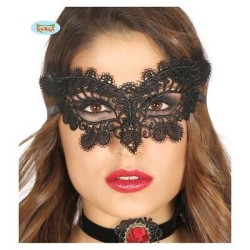 MASCHERA DOMINO NERA DECORATA